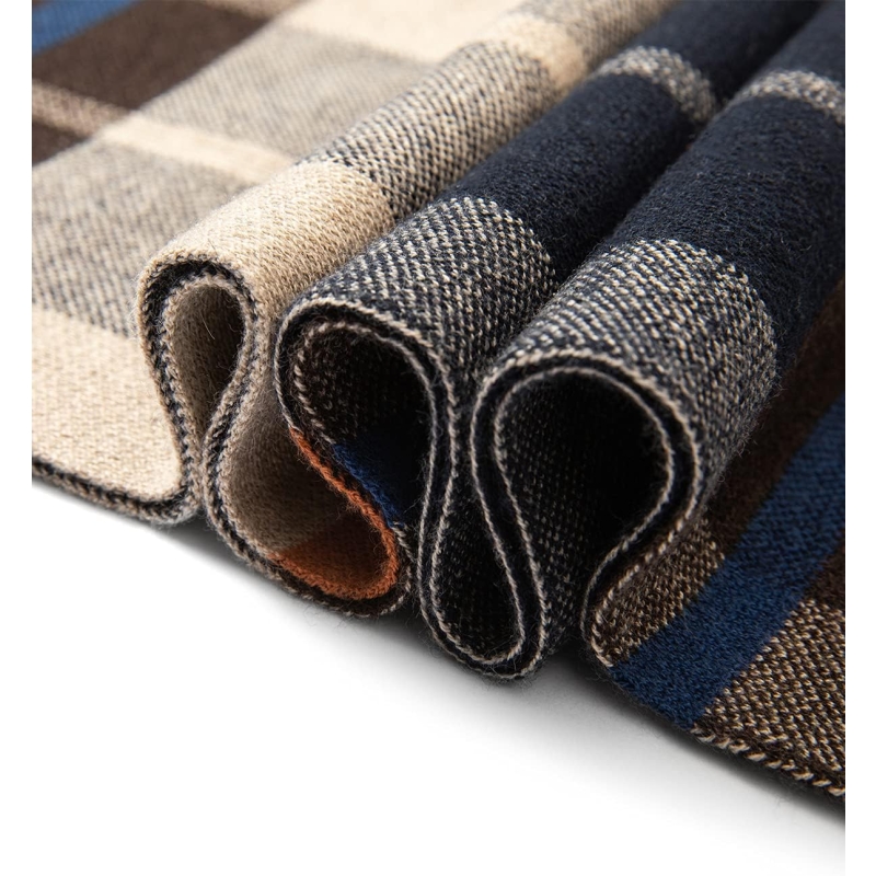 Villand Australian Merino Wool Tartan Knitted Scarf for Men, Plaid Winter Warm Thick Soft Neckwear with Gift Box - Image 7